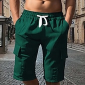 cheap Classic-Men's Tactical Shorts Cargo Shorts Shorts Casual Shorts Drawstring Pocket Elastic Waist Plain Comfort Breathable Knee Length Casual Outdoor Vacation Vacation Fashion Navy Blue Micro-elastic