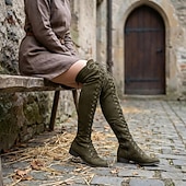 baratos Calçado-Medieval Renascentista Meias até a coxa Sapatos Botas Elfo Viking Cordões Fantasia Mulheres Dia Das Bruxas Carnaval Espetáculo LARP Ren Faire Adulto Sapatos
