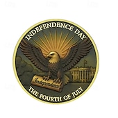  Moeda comemorativa do 250º aniversário dos EUA, representando o Dia da Independência e o Sino da Liberdade com o emblema da águia. Item colecionável comemorativo.