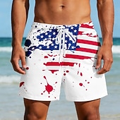 cheap Patriotic 250 Shorts-Men's 4th of July U.S. 250th Anniversary US Flag Patriotic Swim Trunks Swim Shorts Board Shorts Mid Waist Casual Holiday Side Pockets Mesh Lining Elastic Drawstring Waist Designer Clothing Apparel