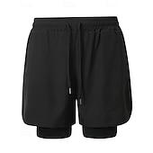 お買い得  ランニングショーツ-男性用 ランニングショーツ アスレチックショーツ ジムショーツ ドローストリング ポケット 2 イン 1 コンプレッションライナー付き ショートパンツ カジュアル 日常 アウトドア 夏 春 速乾性 ライトウェイト 吸汗性 ジムトレーニング 屋外 アスレチック レギュラー スポーツウェア アクティブウェア ブルー ブラック カモフラージュ
