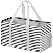 رخيصةأون التخزين والتنظيم-حقيبة تسوق كبيرة قابلة لإعادة الاستخدام سعة 38 لترًا مزودة بإطار سلكي &amp;حقيبة تسوق قابلة للطي مع مقابض، مثالية للتخزين والنزهات والشاطئ وغسيل الملابس &amp;منظم صندوق السيارة