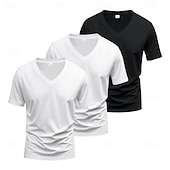 billiga grundläggande t-shirts-Herr T-shirt T-tröja Kortärmad V-hals Sommar Vår Slät Designer Grundläggande Modernt Modernt 3 st Ledigt Semester Gata 8# 9# 4# Topp t-shirt för män