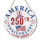 abordables 250e Anniversaire des États-Unis-Plaque de porte américaine commémorative du 250e anniversaire, drapeau national américain patriotique du 4 juillet avec couronne « Nous le peuple », décoration murale en bois pour la fête de