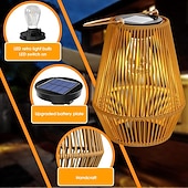 cheap Landscape Lights-Solar Lanterns Outdoor Waterproof, Hanging Rattan Wicker Lights, Decorative Boho Lights for Garden, Yard, Patio, Porch, Pathway Decor,1 Pack