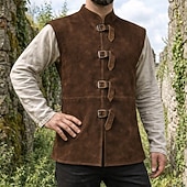 preiswerte Oberteile-Mittelalterlich Renaissance Weste Ritter Wikinger Barbar Einfarbig Kostüm Herren Vikinger Seeräuber Halloween Karneval Leistung LARP Renaissance-Messe Erwachsene Weste