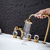 cheap Bathtub Faucets-Basin Faucet Basin Faucet, Total Brass Dolphin Bathroom Faucet, Widespread Sink Faucet, 5 Hole Hot and Cold Water Tap