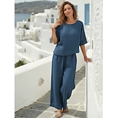 billiga Lyxiga koordset-Dam Onesies Uppsättningar Varm Ledigt Komfort Ren färg Dagligen Hem Orangeröd Marin Svart Vit Mörkgrön Vår Höst