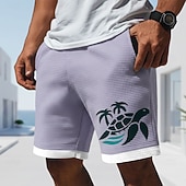 abordables pantalones cortos deportivos 3d para hombre-Hombre tortugas Criaturas del mar Pantalones cortos de gofres Pantalones cortos casuales Pantalones cortos texturizados Media cintura Hawaiano Diario Vacaciones Cintura elástica con cordón Pantalones