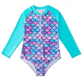 abordables Maillot de bain une pièce-Maillot de bain Enfants Fille Extérieur Graphique Vacances Fermeture éclair Maillots de bain 4 ans et + Été Bleu Rose Claire Rose Claire