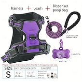 economico Collari, Imbracature e Guinzagli-Set di 4 pezzi che include pettorina e guinzaglio per cani, un guinzaglio abbinato e un dispenser per sacchetti per le deiezioni. Questa pettorina per animali domestici, antistrappo e