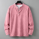 levne základní trička-SoftFade™ Pánské tričko Henley košile 100% bavlna acid wash tričko tričko top dlouhý rukáv jednobarevné solid vintage streetwear casual barvené faded washed stojáček Henley casual domů street jaro