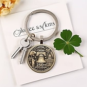  36dílná sada klíčenek na párty k 250. výročí - 12 klíčenek / 12 přáníček / 12 organzových sáčků, 2D plochý design se sochou svobody a orlem, 250 let 1776-2026, ideální jako dárek ke Dni nezávislosti.