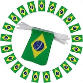 お買い得  ワールドサッカーの試合2026-ブラジルのストリングフラッグ、ペナントバナー、サッカーワールドカップサマーカップの試合用、旗50枚、46フィートの小さなミニブラジル国旗、国の装飾、学校、パーティー、スポーツイベント用の旗バナー