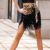 cheap Latin Skirts-Women's Brown Fringe Latin Dance Skirt