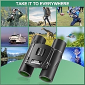 abordables Telescopios-Prismáticos compactos 40x22 para adultos y niños, prismáticos de bolsillo HD de alta potencia con prisma Bak4 y lente FMC, prismáticos plegables e impermeables para observación de aves, conciertos,