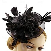 economico Fascinatori-Fascinator Organza Matrimonio Compleanno Vintage Carino Retrò Con Farfalla Tulle Copricapo Copricapo