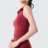 cheap Women's Shirt-Women's Solid Colored Athletic Shirt Golf Polo Shirt Tank Top Tennis Shirt Sleeveless Elastic Sweat-Wicking Breathable Tennis Golf Pickleball Turndown V Neck Top Pink Red Khaki Tennis Clothing