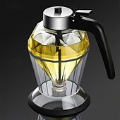 cheap Kitchen Utensils &amp; Gadgets-8oz Glass Diamond-Shaped Drip-Free Condiment Dispenser with Built-In Spout - Transparent Kitchen &amp; Restaurant Oil Bottle for Olive Oil, Vinegar, Soy Sauce - Elegant Sturdy Container, Versatile