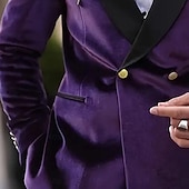 baratos Ternos casuais-Homens Jaqueta Blazer Xale Moda Cor Sólida Blazer Roxo Moderno Quatro botões de abotoamento duplo