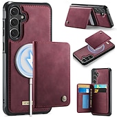 Недорогие Чехлы для Samsung-телефон Кейс для Назначение SSamsung Galaxy S25 S24 S23 Ultra Plus Магнитный адсорбционный футляр со стендом Магнитный ТПУ Кожа PU