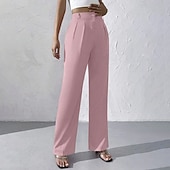 ieftine pantaloni rochii de dama-Pentru femei Pantaloni Costume Pantaloni de vară Vacanță Modă Casul Zilnic Lungime totală Talie Înaltă Culoare solidă Simplu Fermoar Buzunar Picior Larg Confort Ușor Απαλό Micro-elastic Haine de