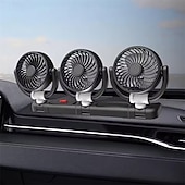 Χαμηλού Κόστους Φίλοι Αυτοκινήτου-Ανεμιστήρας αυτοκινήτου τριπλής κεφαλής, ανεμιστήρας ψύξης οχήματος 12v 24v με τροφοδοσία USB 3 κεφαλών για ταμπλό, περιστρεφόμενος 360° ισχυρός, ήσυχος αυτόματος κυκλοφορητής αέρα για φορτηγό SUV RV