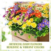 baratos Flor artificial-20 unidades de margaridas verdes artificiais &amp;Crisântemos artificiais para decoração de interiores e exteriores, cercas de jardim, centros de mesa de jantar, arranjos florais de plástico.