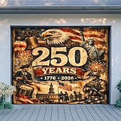 baratos Capa de Porta de Garagem-4 de julho de 2026 250º Dia da Memória Tapeçaria Banners Capa de Porta da Garagem Águia Bandeira Americana Impressão 3D Festa Moderna Patriótica Fundo de Tiro Presente Decoração da Casa
