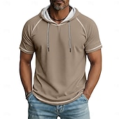  Férfi Póló Kapucnis felsőrész Tee Top Rövid ujjú Kapucni Nyár Tavasz Minden évszak Tömör szín Divat Dizájn Sportos Alap Kapucni Raglán ujjak Hétköznapi Utca Alkalmi Világoskék Fekete Sötétkék Férfi