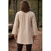  Medieval Renacimiento Camisas Sayo Larga Pirata Vikingo Disfraz Hombre Vikingo Pirata Víspera de Todos los Santos Carnaval Rendimiento LARP Feria Ren Adulto Camisas