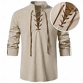  Mittelalterlich Renaissance Hemd langarm Pirat Wikinger Kostüm Herren Halloween Karneval Leistung LARP Renaissance-Messe Erwachsene Hemd