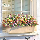 preiswerte Künstliche Blume-24 Bündel künstliche Gänseblümchen für die Frühlingsdekoration im Garten, auf der Veranda oder im Landhausstil. UV-beständige Kunstblumen für Terrasse, Garten, Balkonkasten, Pflanzgefäße und