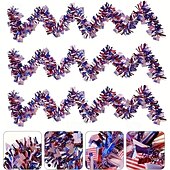 billiga U.S. 250-årsjubileum-4/6 st patriotisk glittergirlang amerikansk flagga folie fransbanderoll 2m/6,6ft röd vit blå girlang för 4 juli självständighetsdagen minnesdagen arbetsdagen festdekorationer väggbonad heminredning