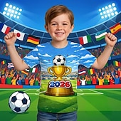 お買い得  男の子の3Dスポーツ＆ゲーム-男の子 3D グラフィック サッカー サッカーTシャツ Tシャツ Ｔシャツ 半袖 3Dプリント 夏 春 スポーツ ファッション ストリートファッション 子供 4〜12年 クルーネック カジュアル 日常 アウトドア レギュラー
