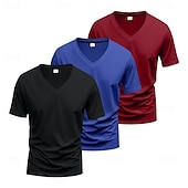 billiga grundläggande t-shirts-Herr T-shirt T-tröja Kortärmad V-hals Sommar Vår Slät Designer Grundläggande Modernt Modernt 3 st Ledigt Semester Gata 8# 9# 4# Topp t-shirt för män