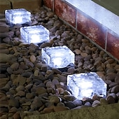 Недорогие Подсветки дорожки и фонарики-2/4 шт. уличных солнечных садовых светильников, водонепроницаемые светильники в виде ледяных кирпичей для двора, ландшафта, ступеней, дорожек, бассейнов, декоративные солнечные светильники для