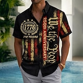  Per uomo 4 luglio, 250° anniversario degli Stati Uniti Bandiera degli Stati Uniti Noi, il popolo Camicia Camicia Estiva Camicia con Bottoni Manica Corta Patriotico All'aperto Ferie Estate Primavera