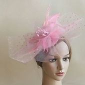 voordelige Fascinators-fascinators Veer Netto Bruiloft Verjaardag Vintage leuke Style Met Veer Tule Helm Hoofddeksels