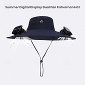 cheap Camping Lights &amp; Lanterns-2026 New Solar-Powered Outdoor Sun Hat with Dual Fans, Digital Battery Display, Wide Brim, Lightweight Breathable Cap for Hiking, Fishing, Camping, Travel, Beach, Summer