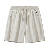cheap Cotton Linen Shorts-Men's Shorts Summer Shorts Tencel Linen Shorts Beach Shorts Drawstring Elastic Waist Plain Comfort Soft Short Daily Outdoor Beach Fashion Casual Black White Inelastic