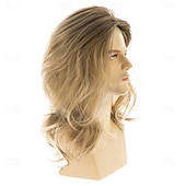 ieftine Peruci Bărbați-peruci lungi blonde pentru bărbați, perucă sintetică ondulată stratificată, pentru cosplay, petrecere