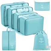 abordables Rangement et organisation-Ensemble de 7 organisateurs de voyage, sacs de rangement portables grande capacité pour vêtements, chaussures et chaussettes, cubes de rangement pour valise