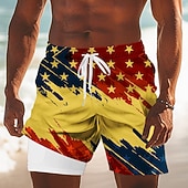  Herren 250. Jahrestag des Unabhängigkeitstages der USA am 4. Juli US Flagge Gefütterte Shorts 2 in 1 Badeshorts Badeshorts Mittlere Taille Patriotisch Ferien Seitentaschen Mit Kompressionsfutter