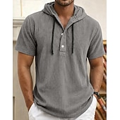  Ανδρικά Πουκάμισο Πουκάμισο Popover Casual πουκάμισο Κοτλέ πουκάμισο Λευκό Βαθυγάλαζο Γκρίζο Μπλε Απαλό Κοντομάνικο Σκέτο Με Κουκούλα Causal Καθημερινά Μπροστινή τσέπη Ρούχα Κομψό Μοντέρνα Καθημερινό