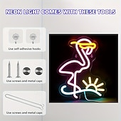 levne Dekorativní světla-plameňák, koktejl, palma &amp;Nástěnná svítidla s neonovým nápisem s vlnami, napájení přes USB, stmívatelné LED světlo s barevnými možnostmi pro interiér, ložnici, obývací pokoj, hernu, bar, párty,