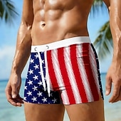 Hombre 4 de julio, 250 aniversario de Estados Unidos Bandera de EE. UU. Boxers de Natación Pantalones de Natación Pantalones de Surf Media cintura Patriótico Exterior Festivos Correa con forro de