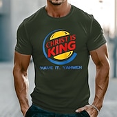  Men's Christ Is King Have It Yahweh Burger Logo Parody Funny Christian Religious Graphic T Shirt Muscle Fit Short Sleeve Casual Daily Wear Designer Clothing Apparel S M L XL XXL XXXL