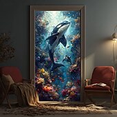 cheap Garage &amp; Door Banners-Posters Door Cover Outdoor Banners Dolphin Vacation 3D Party Dorm Teens Room College Dorm Guys Man Cave Frat Bedroom Shooting Backgrounds Home Decor