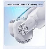 abordables Ventilateurs-Ventilateur de cou portable - Ventilateur de cou rotatif - Ventilateur rafraîchissant rechargeable USB-C, 3 vitesses, design sans pales mains libres, idéal pour les tentes et les activités de plein